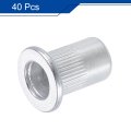 M6 Rivet Nuts Aluminium Alloy Knurled Flat Head Threaded Insert 40pcs