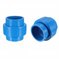 Uxcell 32mm X Pvc Pipe Fitting Union Solvent Socket Quick Connector Blue 2pcs