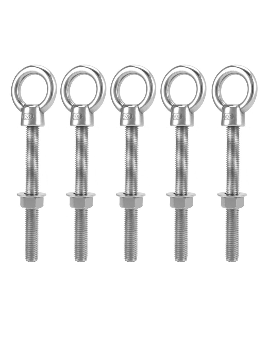 Threaded Eyebolts 5 Pack 8 In X 6 Long Stainless Steel Marine Grade Shoulder Eye Bolt With Nuts Wd15199