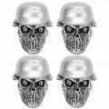 Tire Skull Valve Caps Helmet Type Stem With Rubber Ring Universal For Cars Bikes Suvs Trucks Bicycle Motorcycle 4pcs Set Silver 