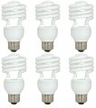 Satco S6273 Mini Spiral Compact Light Bulb 18w 120v White Finish Medium Base 1200 Lumen 5000k Non-dimmable 10000 Rated Life 
