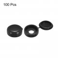 Uxcell 100pcs 6mm Hinged Screw Cover Caps Plastic Fold Snaps Washer Flip Protection Cover For M4 M5 M6 Screws Black