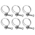 6pcs Double Wire Hose Clamp 30-34mm Adjustable Stainless Steel Clips With M6 Bolt For Dust Collection Pump Pipe 