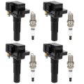 Aintier 4 Ignition Coils With Iridium Spark Plugs 3 Pins Packs Fits For Saab 9-2x 2 0l 2005 Coil And Replaces Uf528