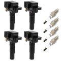 Aintier 4 Ignition Coils With Iridium Spark Plugs 3 Pins Packs Fits For Saab 9-2x 2 0l 2005 Coil And Replaces Uf528