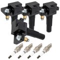 Aintier 4 Ignition Coils With Iridium Spark Plugs 3 Pins Packs Fits For Saab 9-2x 2 0l 2005 Coil And Replaces Uf528