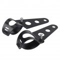 1 Pair Motorcycle Headlight Bracket Stainless Steel Universal Mount Stand Support Black