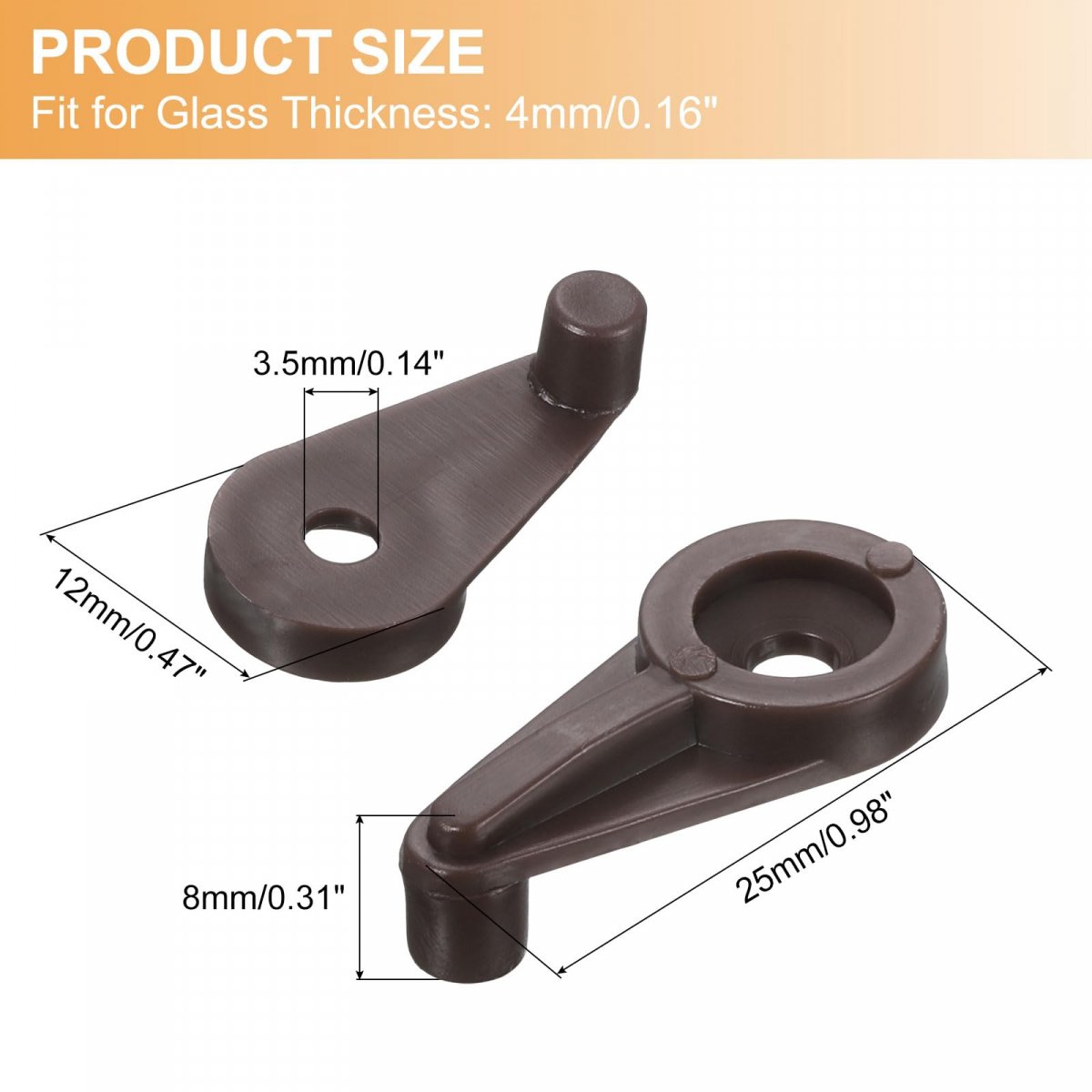 60set Glass Retainer Clips Kit 25mm Plastic Cabinet With Screws For Fixing 4mm Thick Doors Mirror Brown