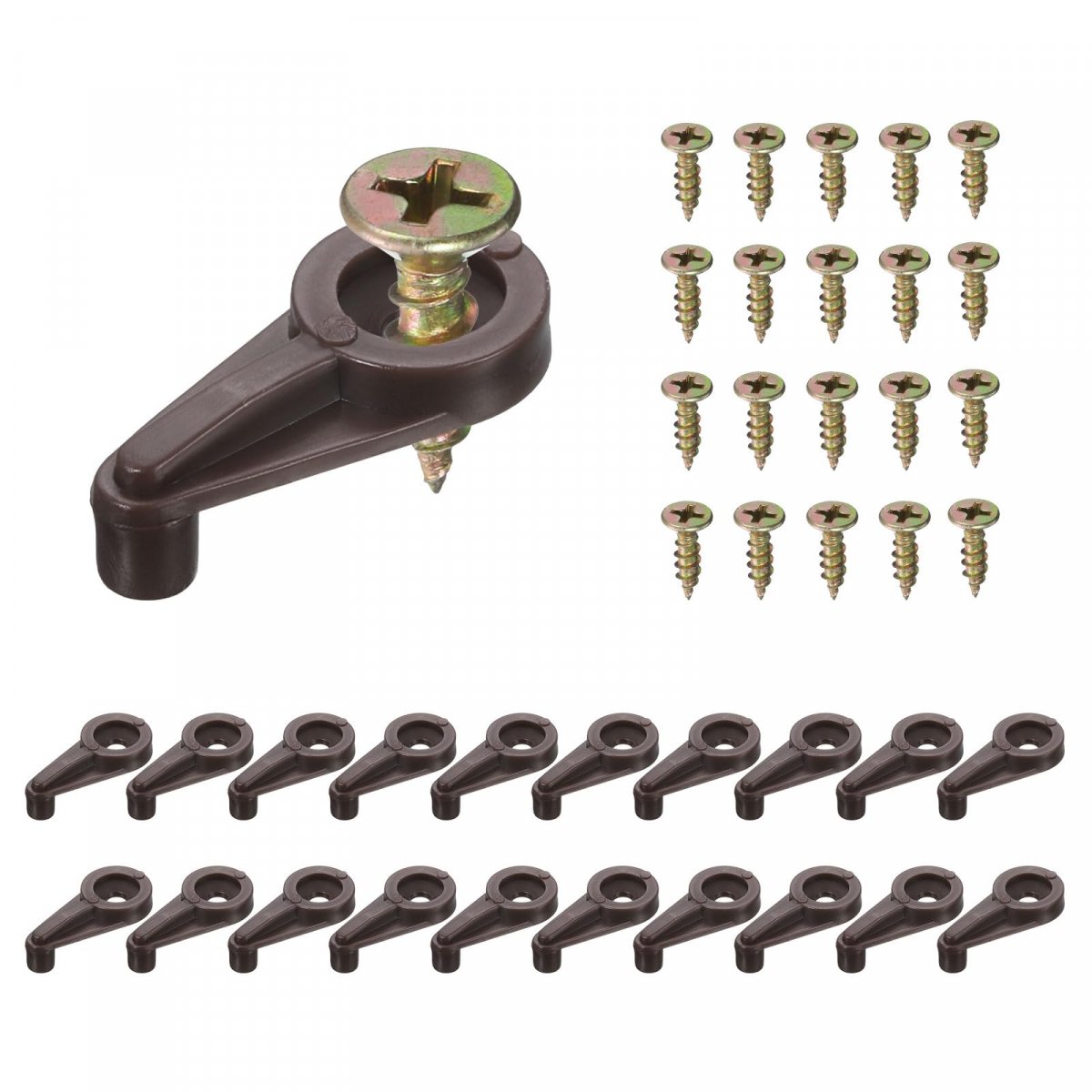 60set Glass Retainer Clips Kit 25mm Plastic Cabinet With Screws For Fixing 4mm Thick Doors Mirror Brown