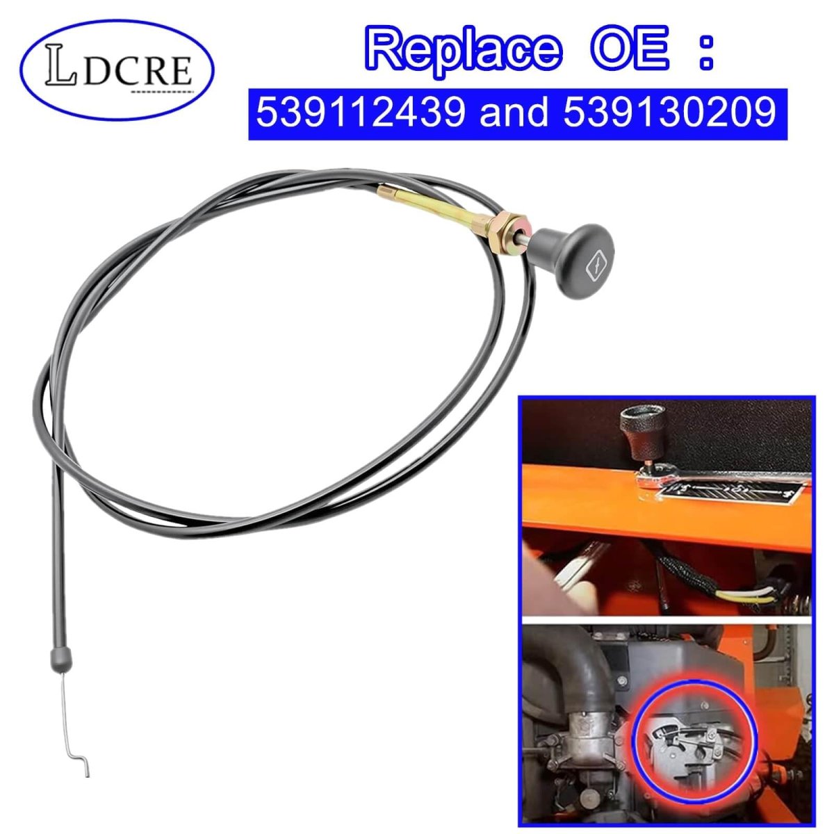 539112439 Choke Cable For Husqvarna Zero Turn Mower Ez 4216 4217 4819 4822 4824 Mz 52 54 61 Rz Series Lawn Replace 539130209