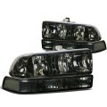 Auto Dynasty Smoked Housing Clear Corner Headlight W Bumper Lamps Tool Kit Compatible With Chevy S10 Pickup 98-04