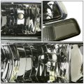 Auto Dynasty Smoked Housing Clear Corner Headlight W Bumper Lamps Tool Kit Compatible With Chevy S10 Pickup 98-04