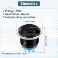 Uxcell 19 Mm Momentary Push Button Switch Metal Round Start Spst 1no Ac 250v Black