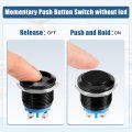 Uxcell 19 Mm Momentary Push Button Switch Metal Round Start Spst 1no Ac 250v Black