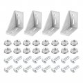 4set Inside Corner Bracket Gusset Kits 77x77x40mm 4080 Angle Connector For Series Aluminum Profile Silver 16 X Hex Flange Nuts 