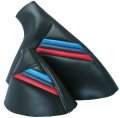 Fits 1999-2006 Bmw E46 Synthetic Black Leather Automatic Ebrake Boots Set With M Style Stripes Stitching Skin Only 