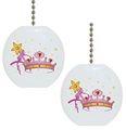 Set Of 2 Crown Magic Wand Fairytale Solid Ceramic Fan Pulls 