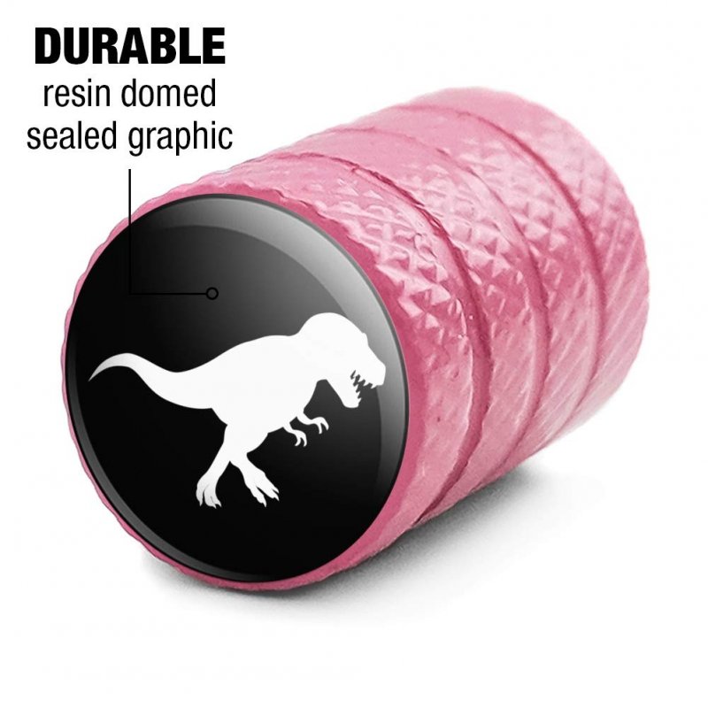 Dinosaur Tyrannosaurus Rex Black White Motorcycle Bicycle Bike Tire Rim Wheel Aluminum Valve Stem Caps