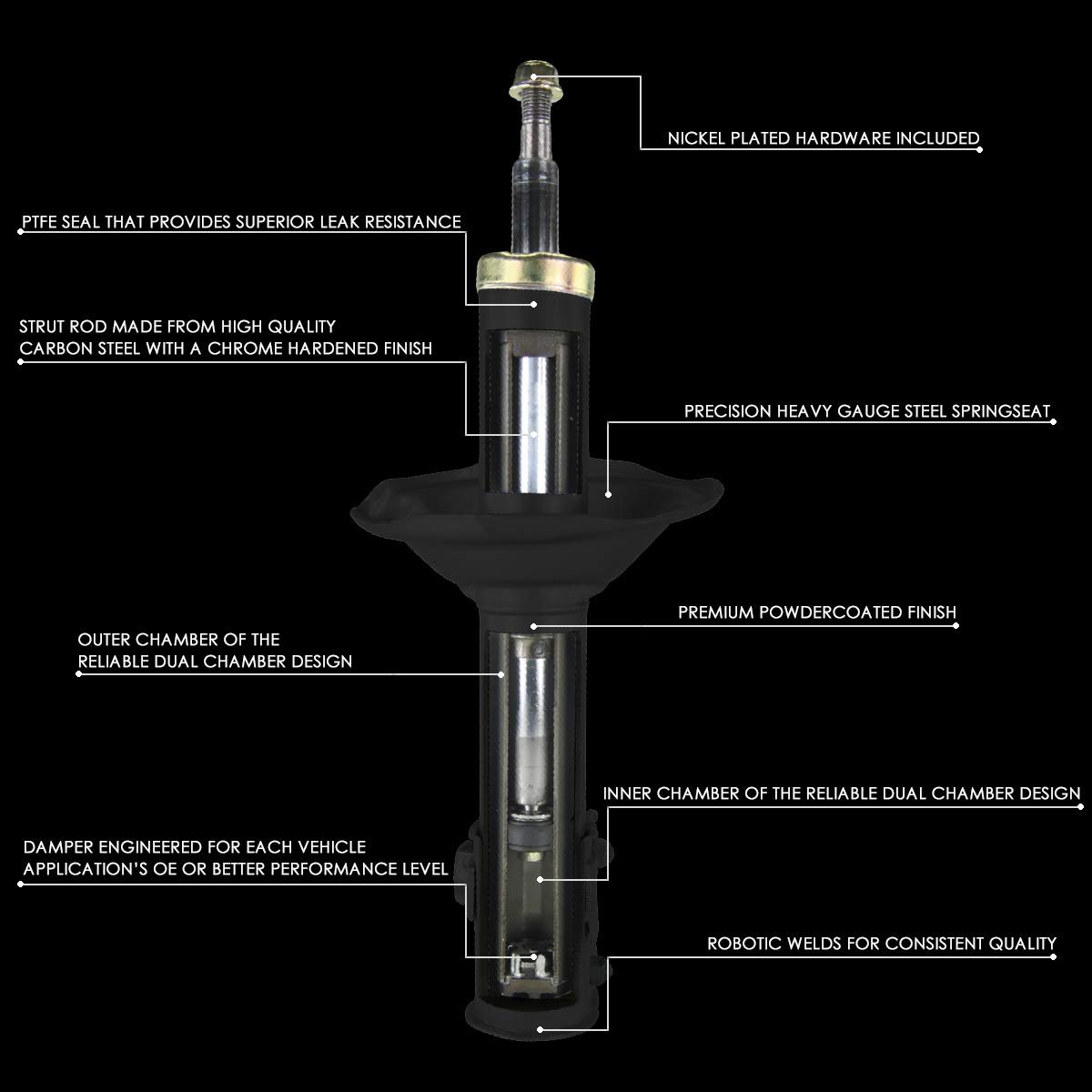 Auto Dynasty For Ford Explorer Sport Trac Oe Style Rear Mild Steel Shock Absorber Gas Strut Black