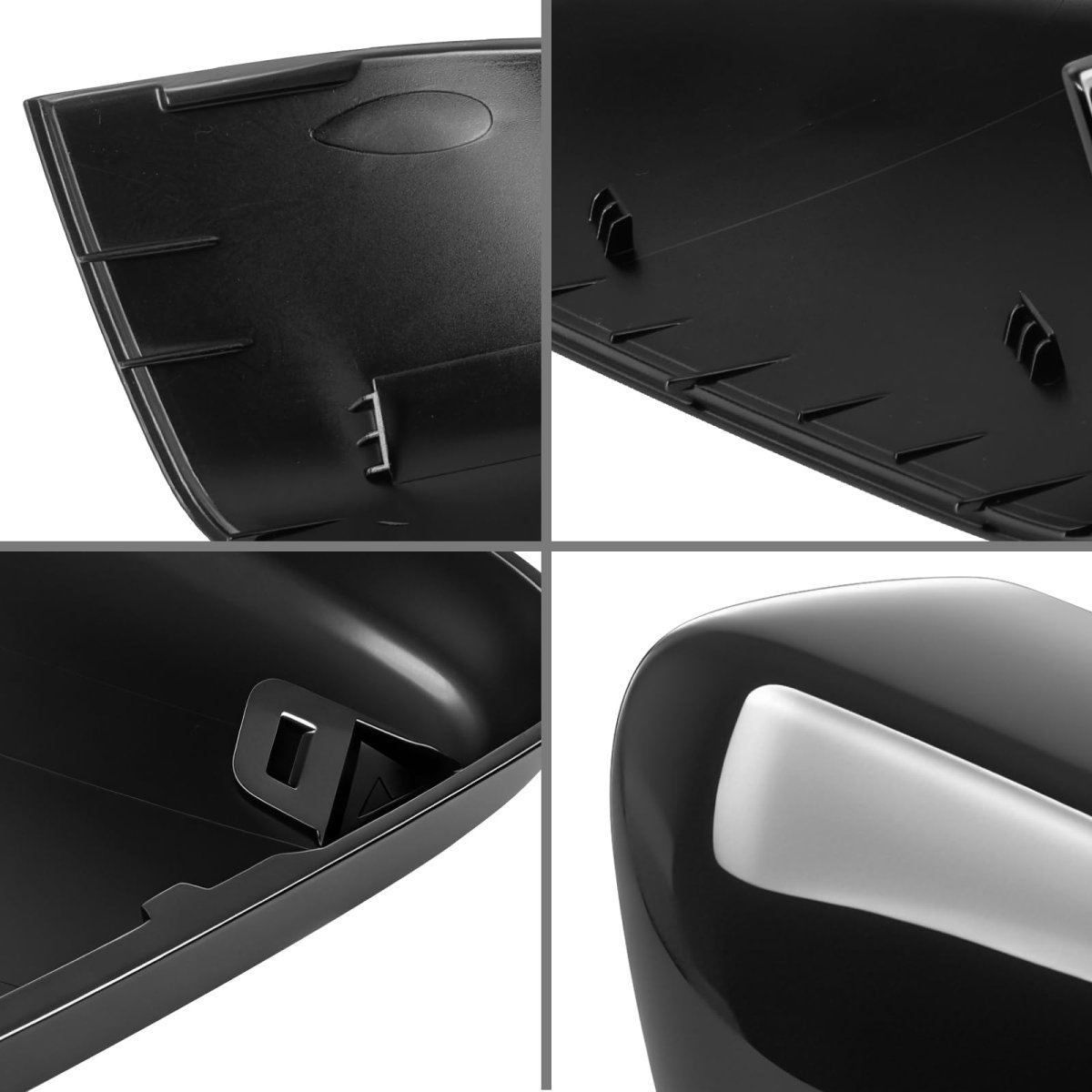 Black Left Driver Side Mirror Cover For 2010 To 2014 Ford Mustang Glossy Abs Plastic Direct Replacement Cap Front Clip On Style