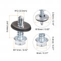 Uxcell 12 X 3 4 Self Drilling Screws With Rubber Washer 100pcs Zinc Plated Steel Roofing Hex Head Tapping Epdm For Metal To