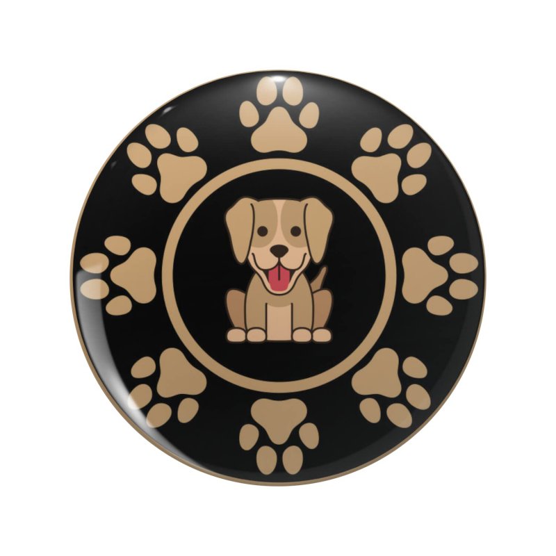 1080 Graphics Happy Dog Circle Key Chain Double Sided Stainless Steel Keychain
