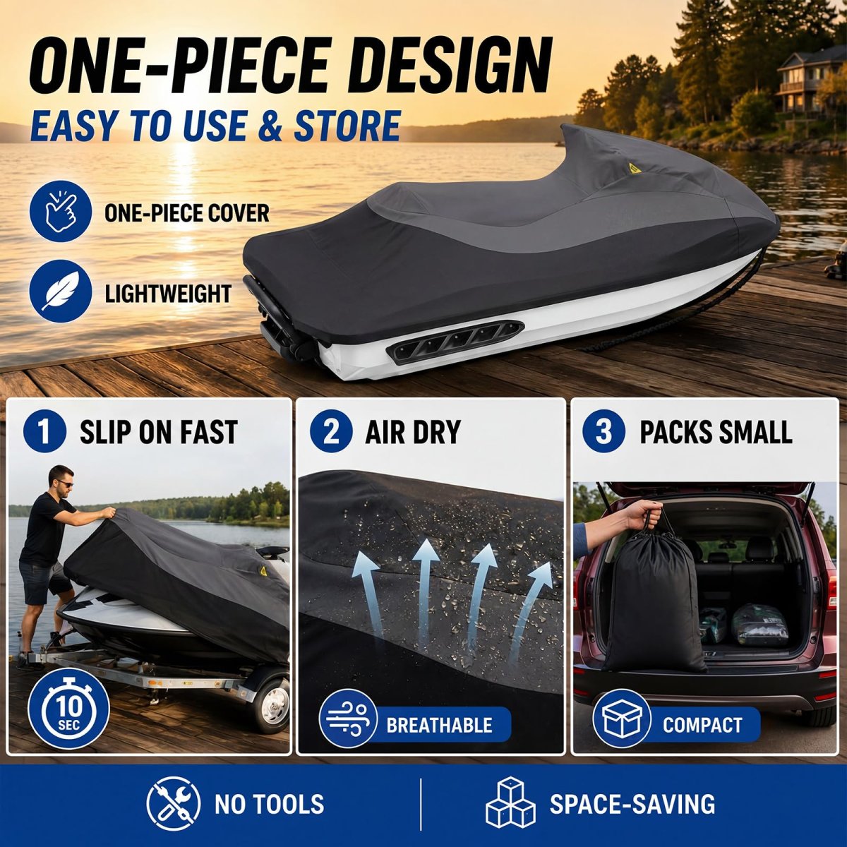 Waterproof Uv Protection Pwc Cover For Sea Doo Gts And Rental 2011 2019 Marine Grade 600d Polyester Trailerable Jet Ski Black