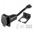X Autohaux 4-way Flat Truck To 7-way Blade Trailer Light Adapter Wiring Reverse Plug Connector With Mounting Bracket For Towing