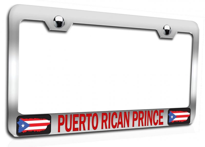 Puerto Rican Prince Rico Chrome Metal License Plate Frame Tag Holder O88