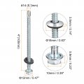 Uxcell 14 X 4 Self Drilling Screws With Rubber Washer 25pcs Zinc Plated Steel Roofing Hex Head Tapping Epdm For Metal To