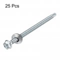 Uxcell 14 X 4 Self Drilling Screws With Rubber Washer 25pcs Zinc Plated Steel Roofing Hex Head Tapping Epdm For Metal To