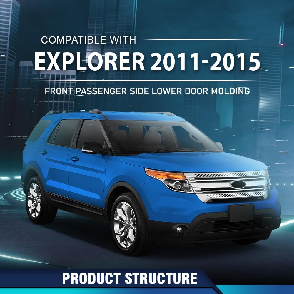Front Lower Door Molding Trim Right Passenger Side Black For Ford Explorer 2011-2015 Bb5z7820878aa Fo1305112
