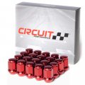 Circuit Performance 12x1 5 Red Closed End Bulge Acorn Lug Nuts Cone Seat Forged Steel 20 Pieces