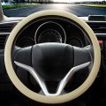 Beige Silicone Steering Wheel Cover Soft Thin Leather Texture Car Accessory For Men And Women Fits 15 In To 16 5 Diameter