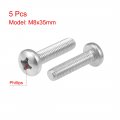 Uxcell M8x35mm Machine Screws Pan Phillips Cross Head Screw 304 Stainless Steel Fasteners Bolts 5pcs