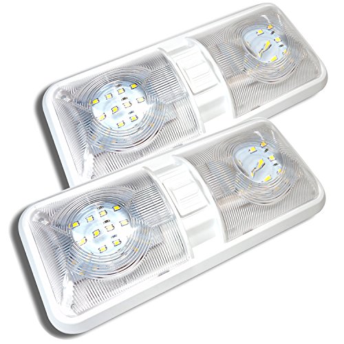 2 Pack Rv Led Ceiling Double Dome Light Fixture 12v Natural White Interior Lighting For Car Trailer Camper Boat 48 Smd Leds