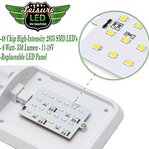 2 Pack Rv Led Ceiling Double Dome Light Fixture 12v Natural White Interior Lighting For Car Trailer Camper Boat 48 Smd Leds