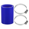 1 Set 48mm 89 Id 76mm 2 99 Length 0 Degree Blue Car Silicone Hose With Clamps Coolant Universal 