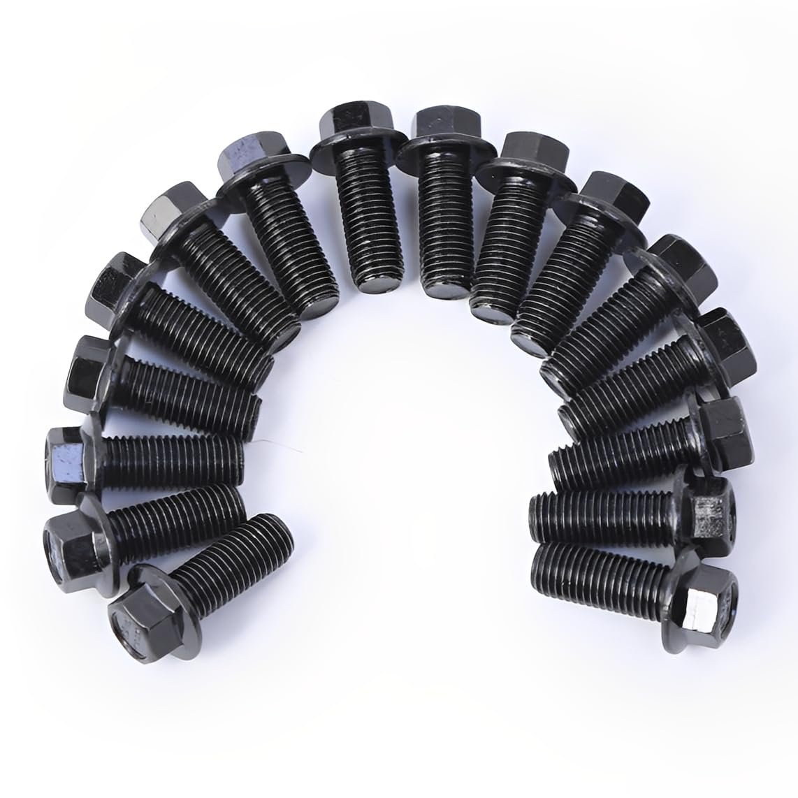M10 1 25 X 25mm Flange Head Hex Bolts And Nuts Carbon Steel Grade 8 8 Black Oxide Finish Full Thread 16 Sets