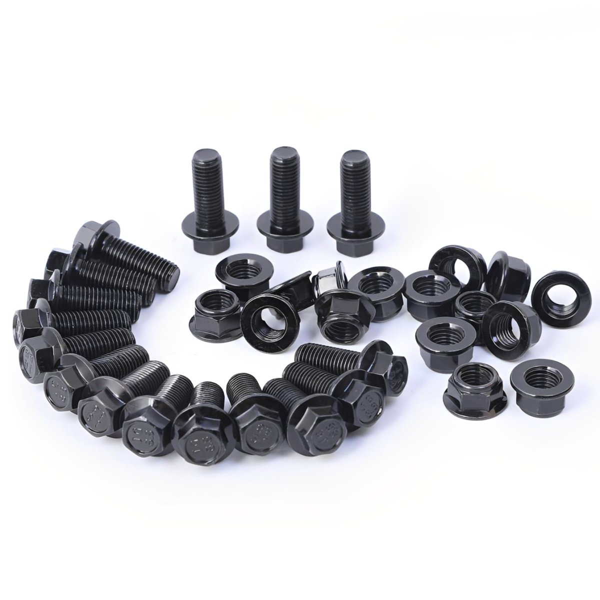M10 1 25 X 25mm Flange Head Hex Bolts And Nuts Carbon Steel Grade 8 8 Black Oxide Finish Full Thread 16 Sets