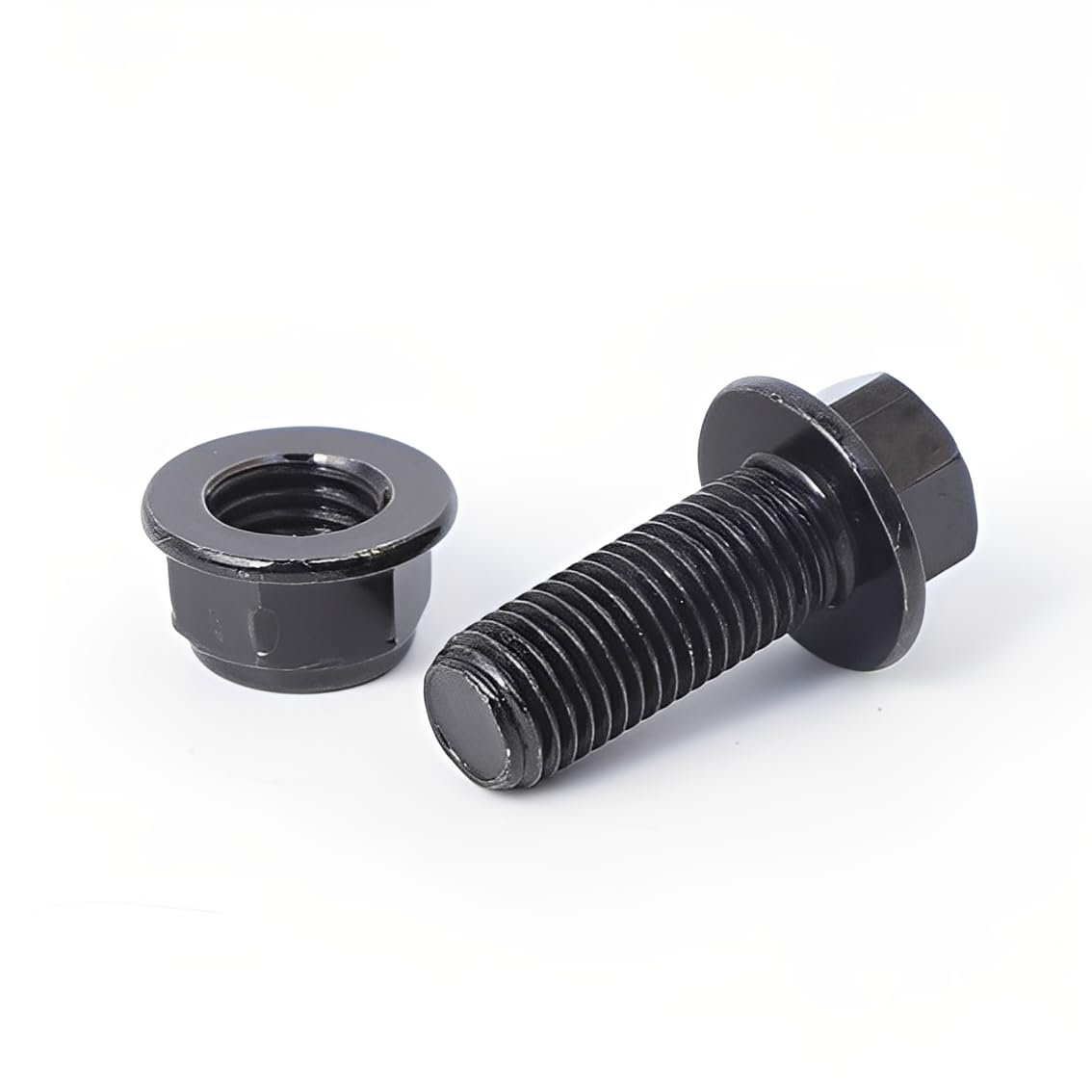M10 1 25 X 25mm Flange Head Hex Bolts And Nuts Carbon Steel Grade 8 8 Black Oxide Finish Full Thread 16 Sets
