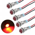 10pcs 6mm 1 4 Car Interior Led Indicator Lights Ac Dc 12-24v Flat Head Signal Lamp With 150mm Cable Length Red 