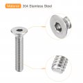 Uxcell 10-32x1 Flat Countersunk Head Socket Cap Screws 20pcs 304 Stainless Steel Hex Full Thread Bolts