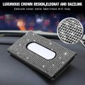 Eing Car Sun Visor Tissue Box Holder Bling Blingcrystal Sparkling Napkin Pu Leather Backseat Case Accessories For Women Black