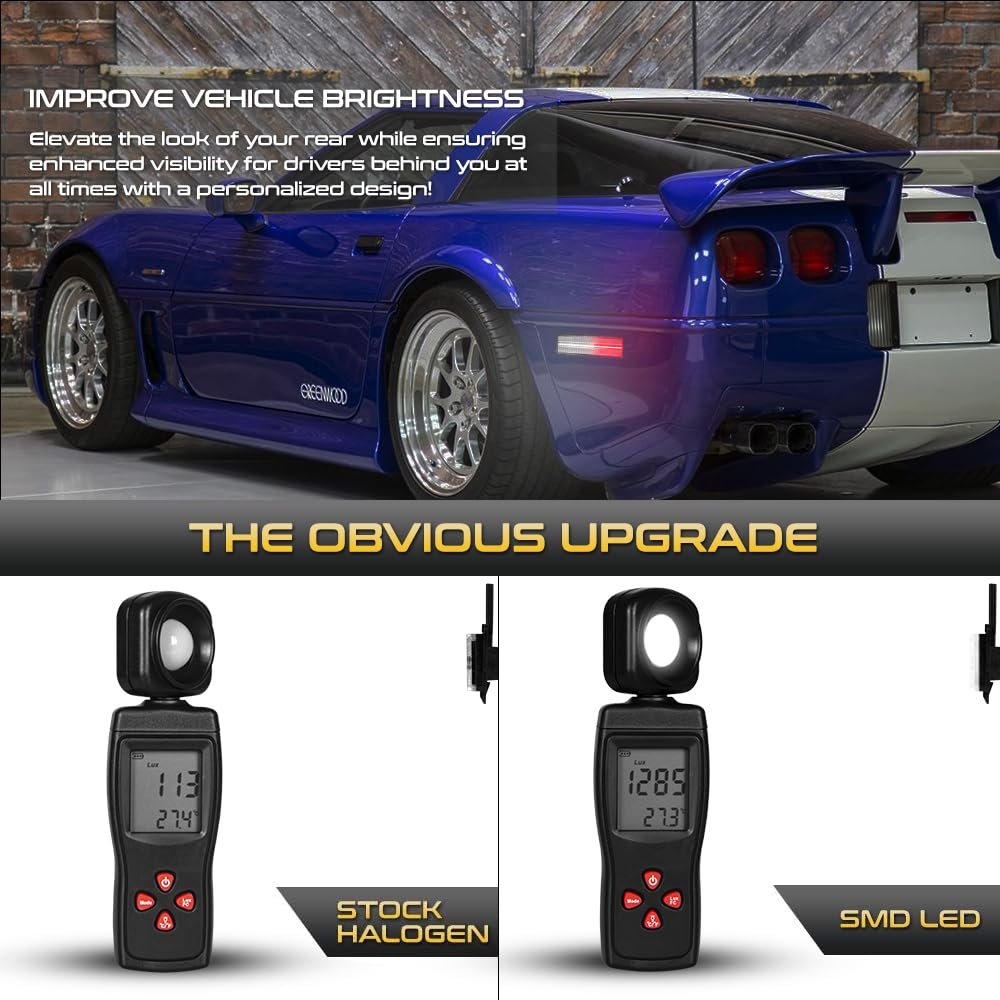 Full Led Chrome Rear Side Marker Light For Chevrolet Corvette C4 Driver-left Passenger-right Sides Easy Installation 2-pieces