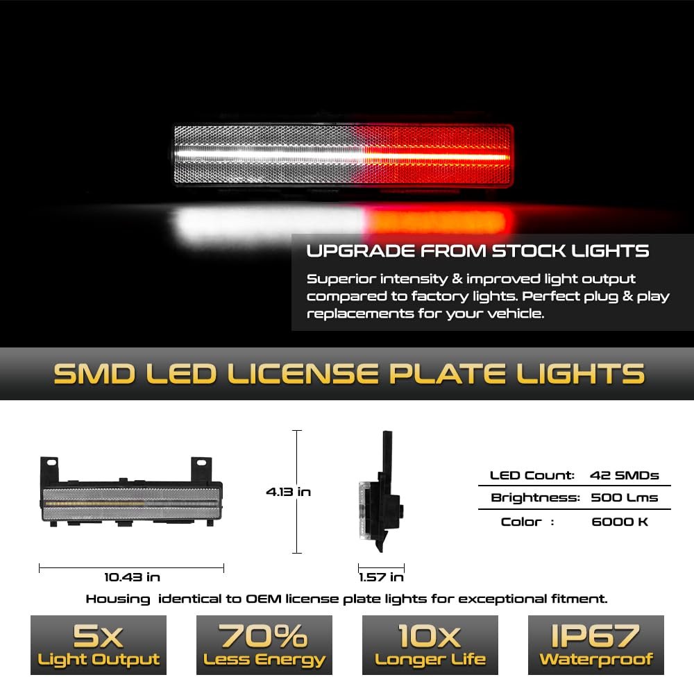 Full Led Chrome Rear Side Marker Light For Chevrolet Corvette C4 Driver-left Passenger-right Sides Easy Installation 2-pieces