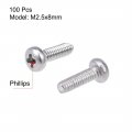 Uxcell M2 5x8mm Machine Screws Pan Phillips Cross Head Screw 304 Stainless Steel Fasteners Bolts 100pcs