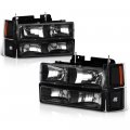 Black Housing Oe-style Headlight Bumper Corner Lamp Assembly For 1994-1999 Chevy C K Series Pickup Tahoe Suburban Driver 