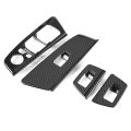 4pcs Car Window Button Frame Cover Trim For 5 Series G30 2017-2018 Carbon Fiber 