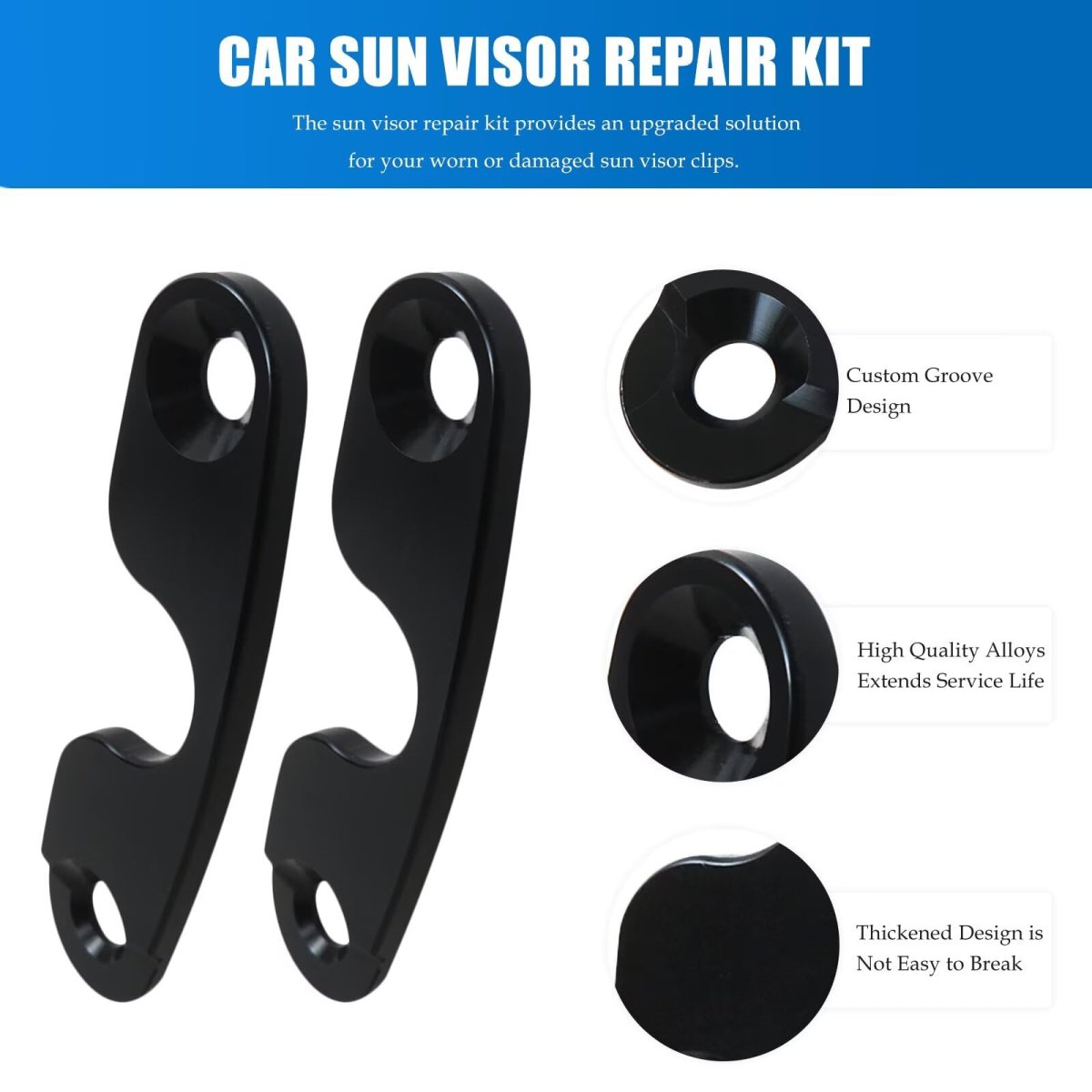 Sun Visor Repair Kit Compatible For Jeep Wrangler Jk Jl Gladiator 2020-2023 Aluminum Alloy Replacement Driver Side Pivot Fixes